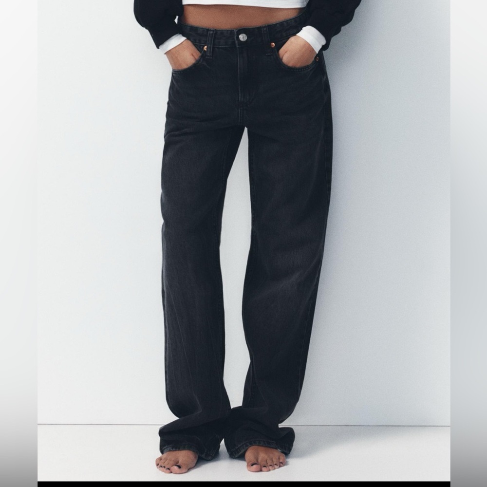 TRF Mid-Rise Wide Leg Jeans